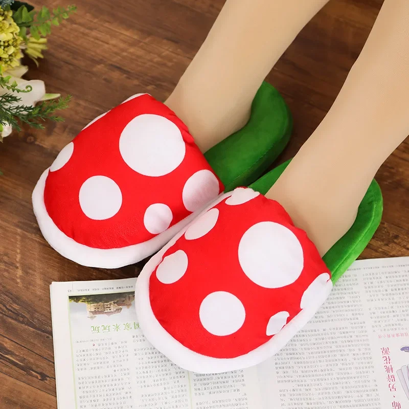 Super Mario Piranha Plant Cotton Slippers Plush Shoes Cute Cartoon Keep Warm Anime Men Women Cotton Shoe Suit Home Shoes Gift