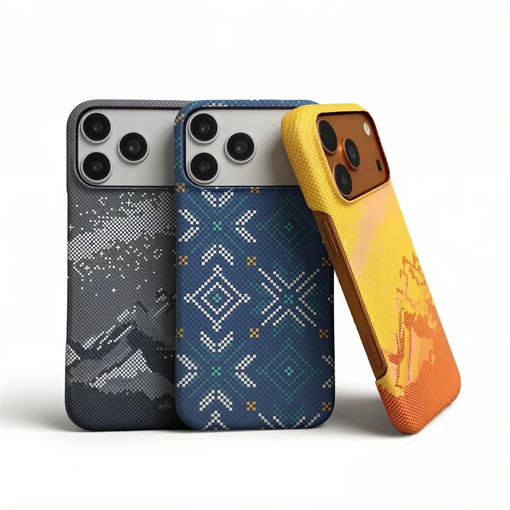 Kevlar-Infused Magnetic Carbon Fiber Pattern Phone Case with Colorful Frosted Finish