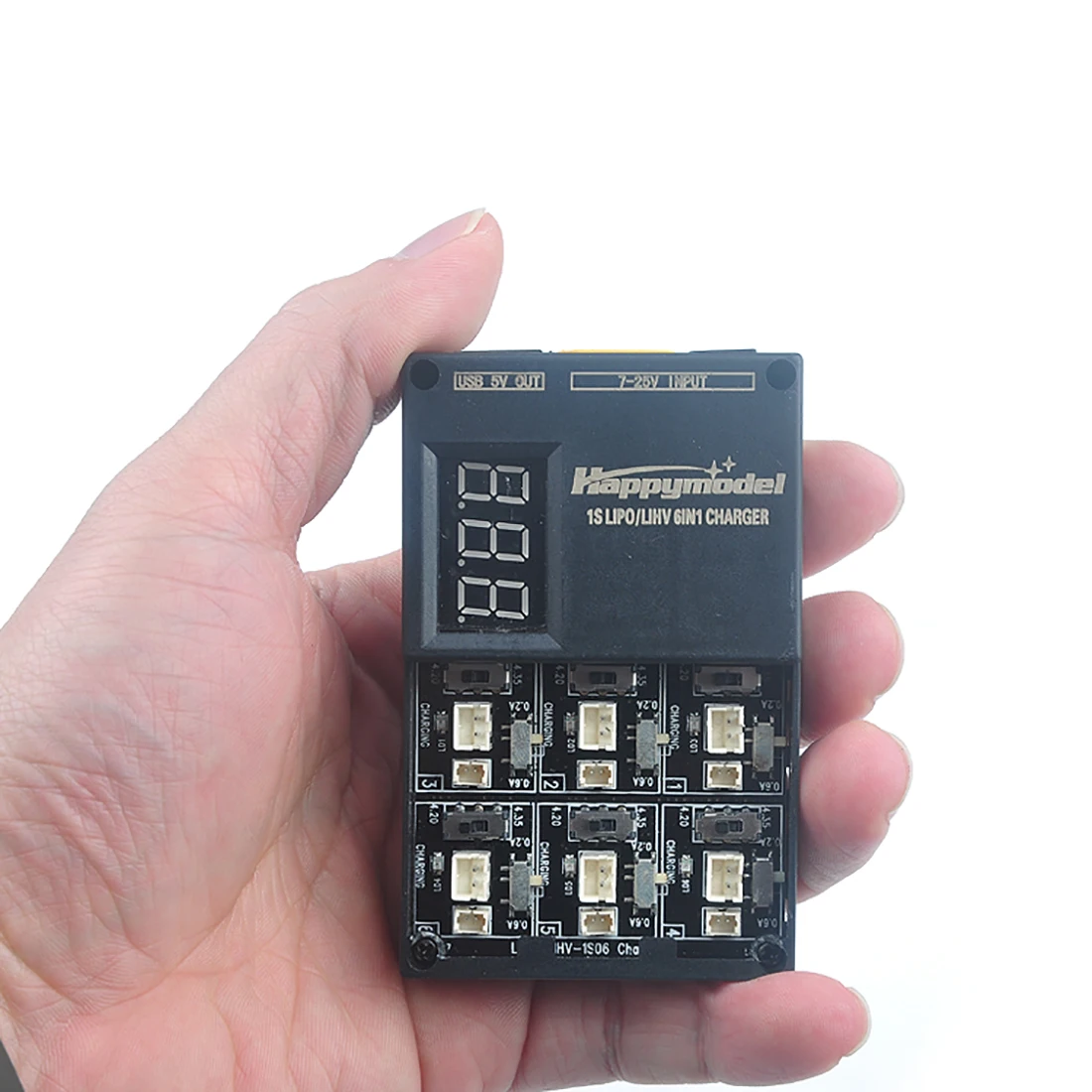HappyModel 1S06 1S LIPO LIHV 6in1 Charger with Digital Display 3.7V 3.8V JST1.25 PH2.0 for RC FPV Tinywhoop Drone Battery DIY |
