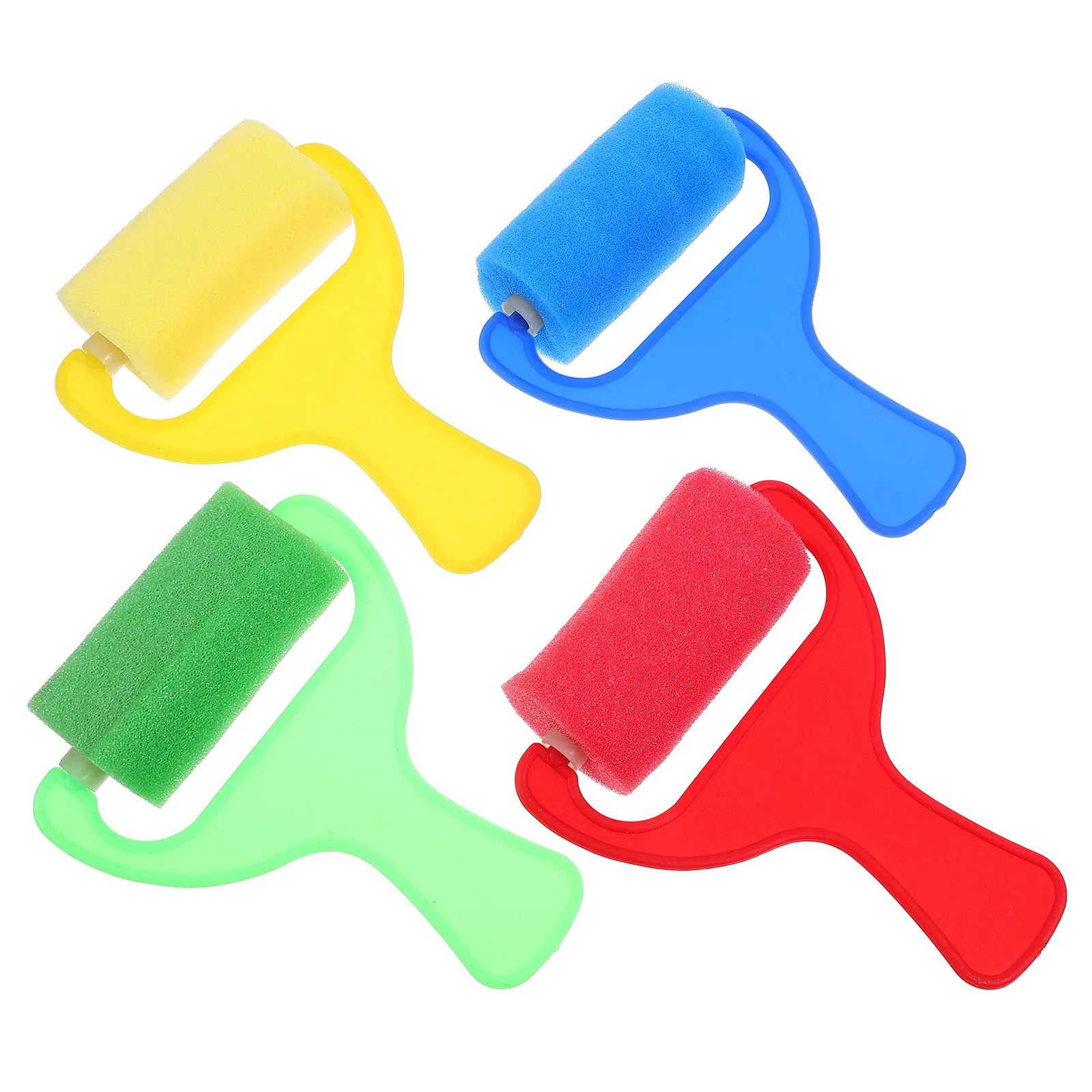4Pcs 와이드 핸들 페인팅 롤러 스폰지 브러쉬 어린이 페인팅 용품 휴대용 DIY 드로잉 도구 아트 롤러 스폰지 롤러