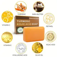 Shampoing au curcuma, savon à l'acide kojique au citron, pour douche et le visage, nettoyage du corps, barre de savon éclaircissante, soins de la peau, 1 pièces 4