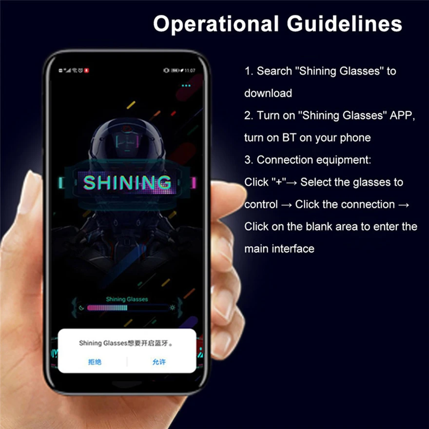RGB LED Luminous Glasses Eye Patch Bluetooth APP Control Light Up Quick Flash Prop for Halloween Festival KTV Bar Party