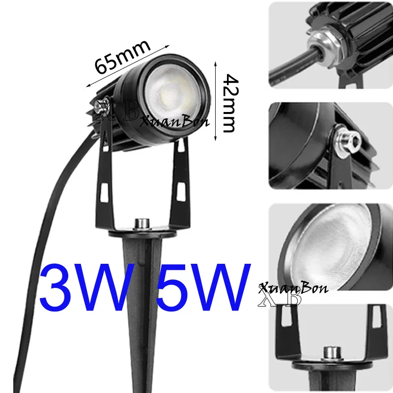 LED Lawn Lamp COB Spike Light 12V 110V 220V Outdoor Waterproof IP65 Pathway Garden Spot Bulb 5W 3W Decor Landscape Lawn Lamp Garden Lighting