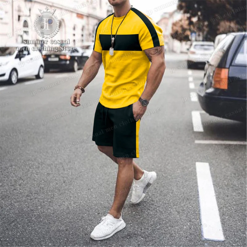 2023 New Men's Jogging Tracksuit Street Fashion T-shirt Shorts Set Round Neck Extra Large Social High Quality Men's Clothing