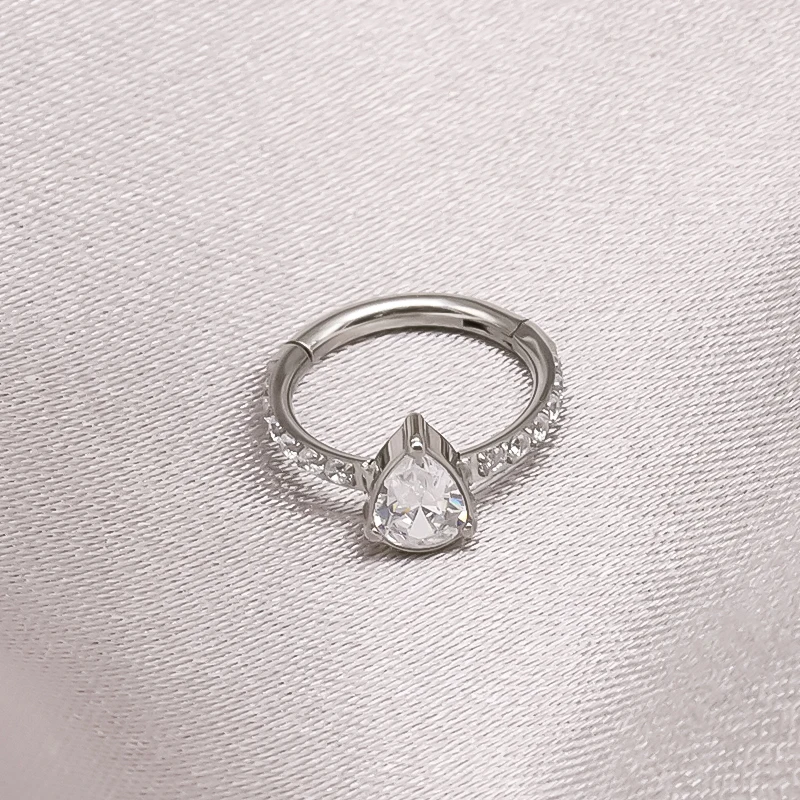 G23 Titanium Nose Septum Piercing Ring Hoops Cartilage Helix Daith Conch Earrings With CZ Zircon Clicker Hoop Body Jewelry 16G