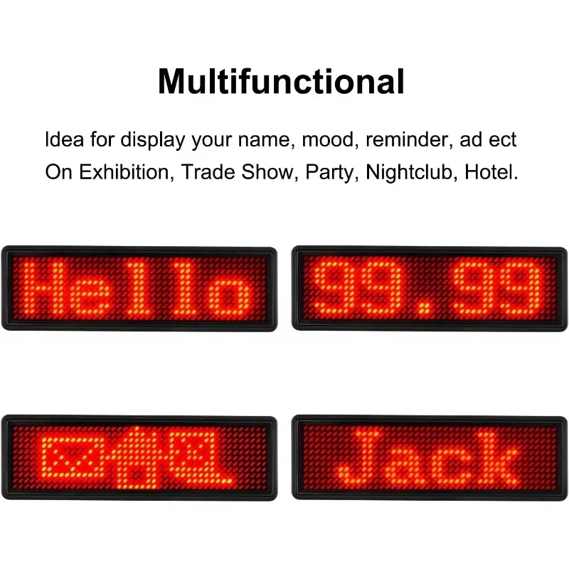 Rechargeable Bluetooth digital LED badge DIY programmable scrolling message board mini LED display name tag