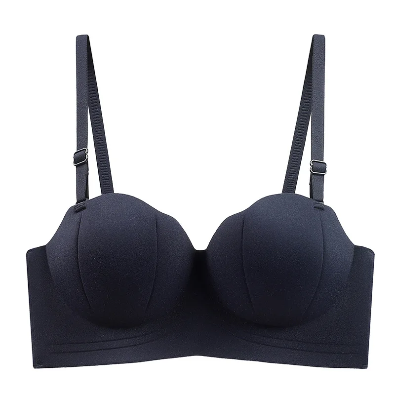Women's Push-Up Strapless Bra for Small Bust Padded Breathable High Elastic Half Cup Convertible Lift Anti-Sagging AB Cup