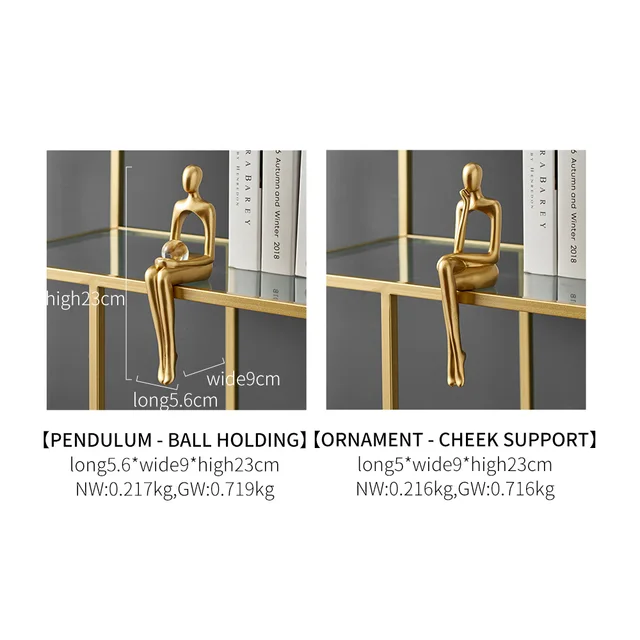 Figurines for Indoor Decoration Home Accessories Nordic Living Room Decor Resin Embellishments Humanoid Gold Abstract Statue 6