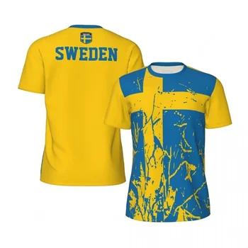 T-shirt da calcio Svezia per uomo T-shirt allentata stampata in 3D Moda manica corta girocollo T-shirt Top T-shirt da calcio sportive estive