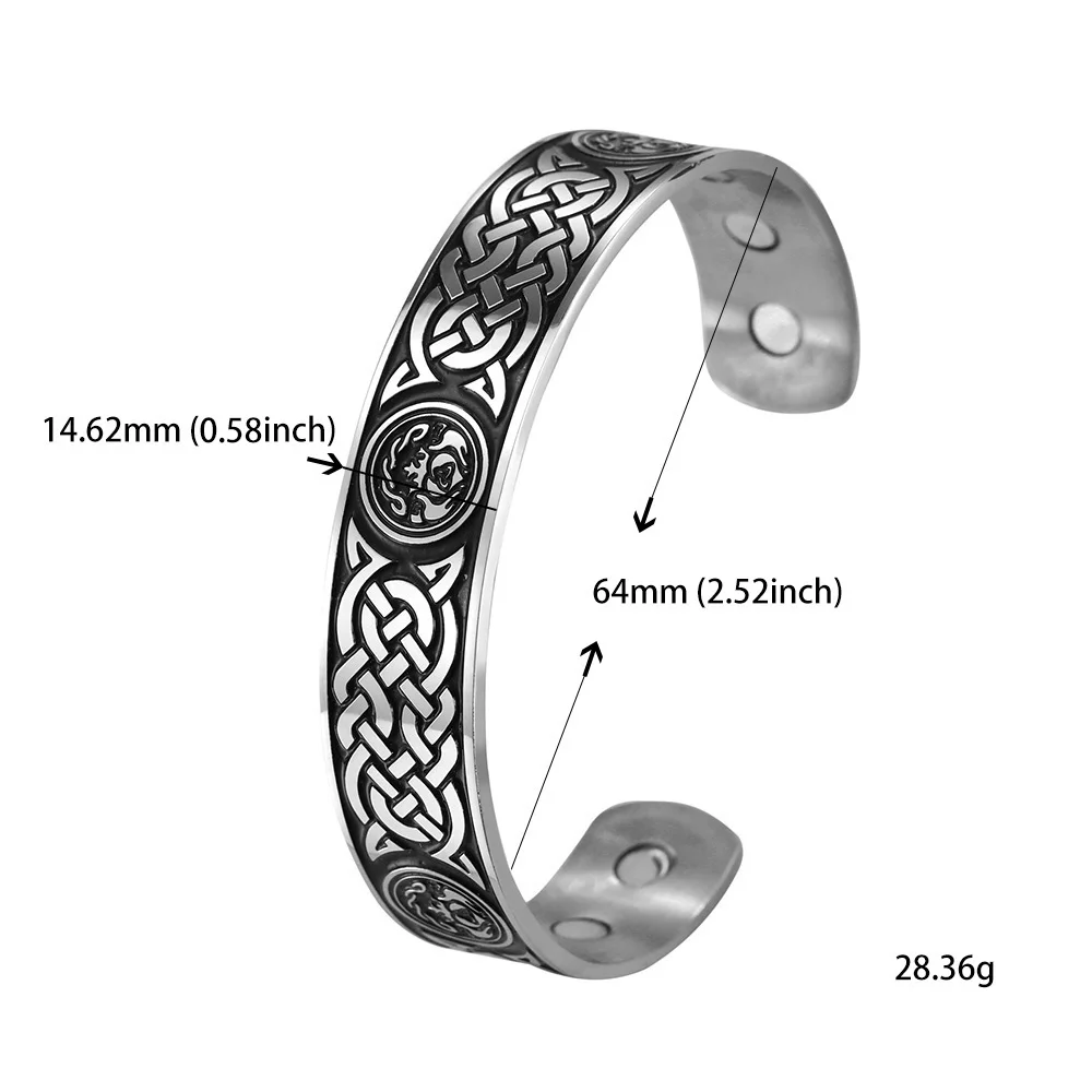 Magnetic Therapy Bracelet Norwegian Celtic Knot Viking Bracelet Stainless Steel Pain Relief Cuff Bracelet Best Gift Mens 4