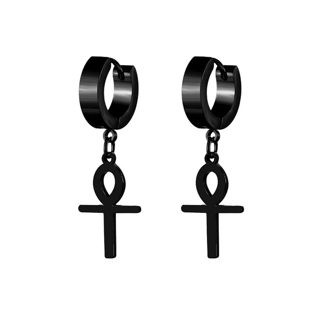 Hoop Earrings 1 Pair Punk Multiple Styles Stainless Steel Stud Hoop Earrings For Men Women Gothic Street Pop Hip Hop Ear Jewelry hoop earrings