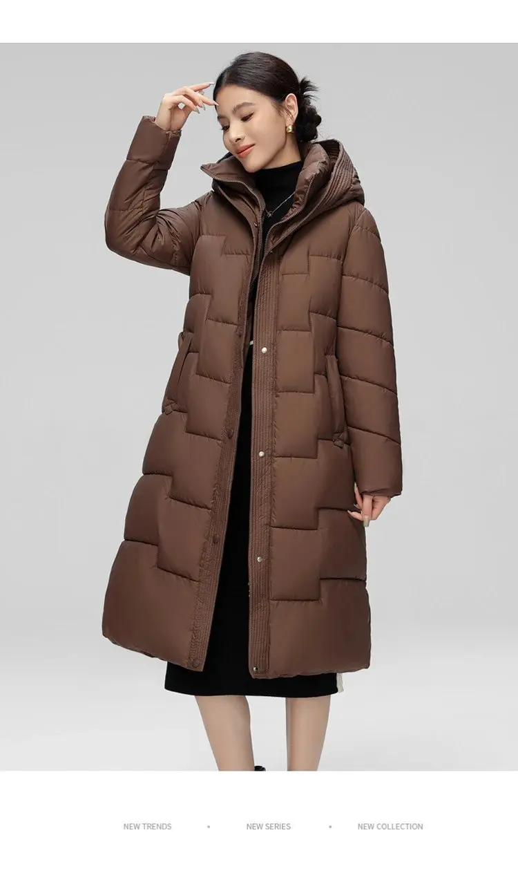 Women Winter Mid-Length Cotton Padded Jacket With 2025 New Women Warm Thicken Cotton Coat Korean Loose Hooded Parkas Outwear