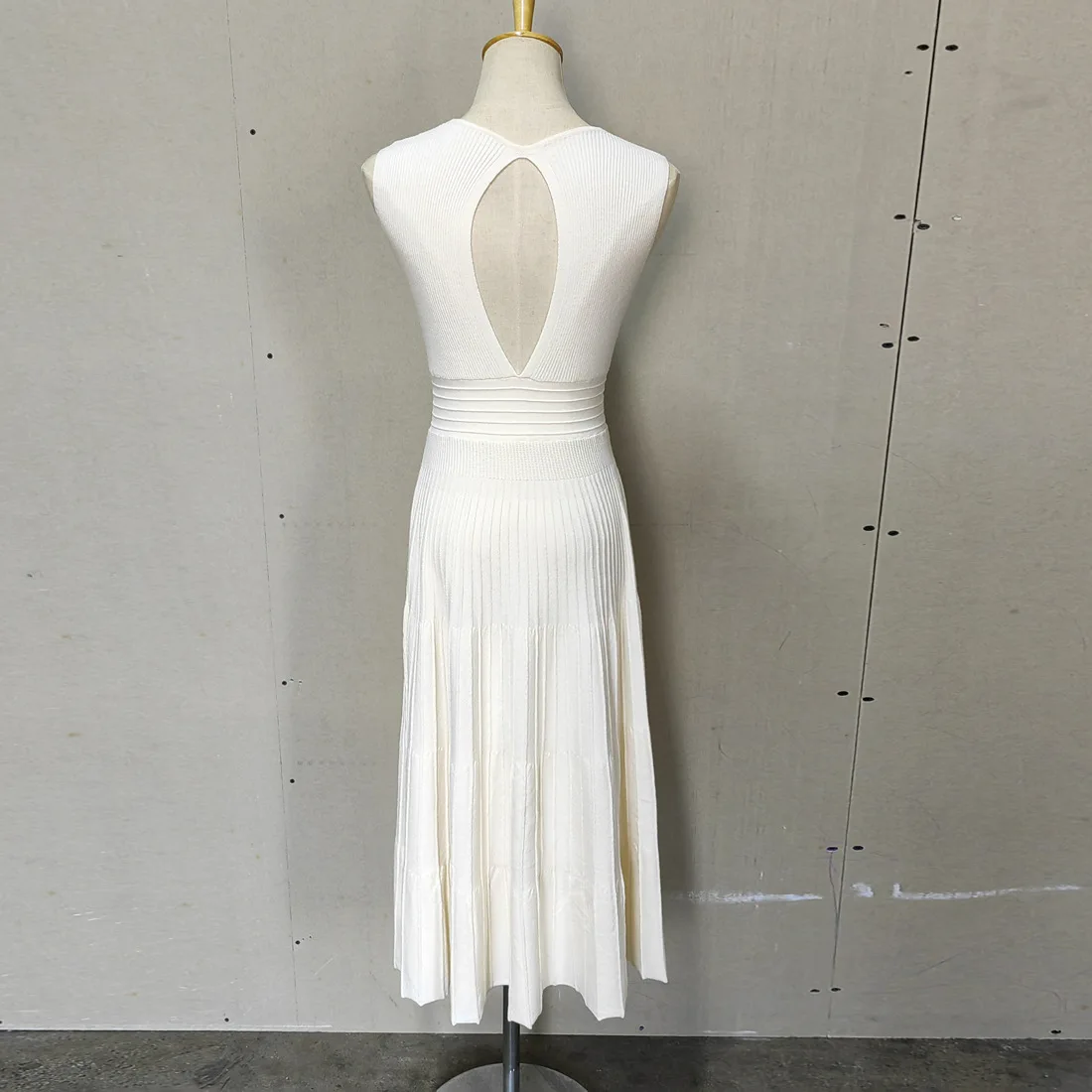 Vestido largo de punto con escote en V y espalda descubierta para mujer, elegante vestido de fiesta ajustado a la moda, vestido largo de retazos acanalados con cintura alta para mujer