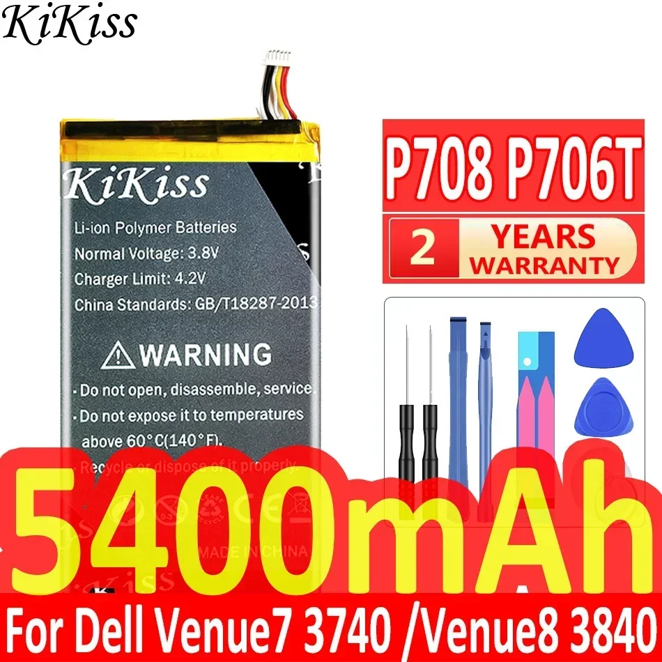 Good Low-Temperature Performance Tablet Battery For Dell Venue 7 3740 Venue 8 3840 P708 17.29wh P706T High-Capacity 5400mAh