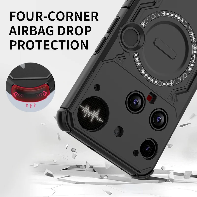 Mecha Heat Dissipation Phone Case with Air Cushion Anti-Drop Protection & Magnetic Grip