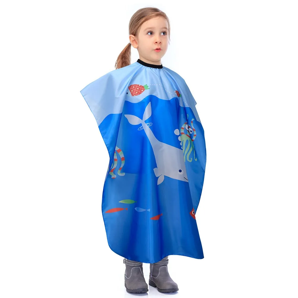 Marine Animal Kids Cartoon Haircut Cape Professional Cute Children Hairdresser Cape Haircutting Soft Waterproof Cutting Gown