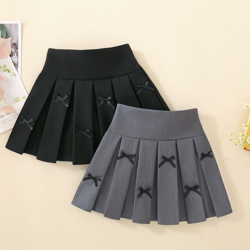Girls Solid Color Pleated Skirt Spring and Summer Little Girl Skirt Children Medium and Large Children College Style Short Skirt
