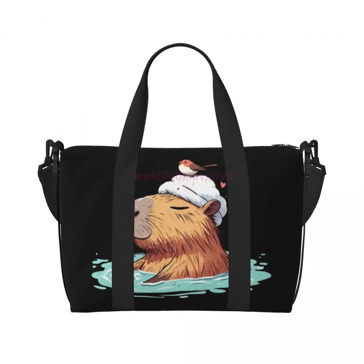 Cool Capybara Spacious and durable men's and women's cartoon printed nylon large capacity sports fitness bag