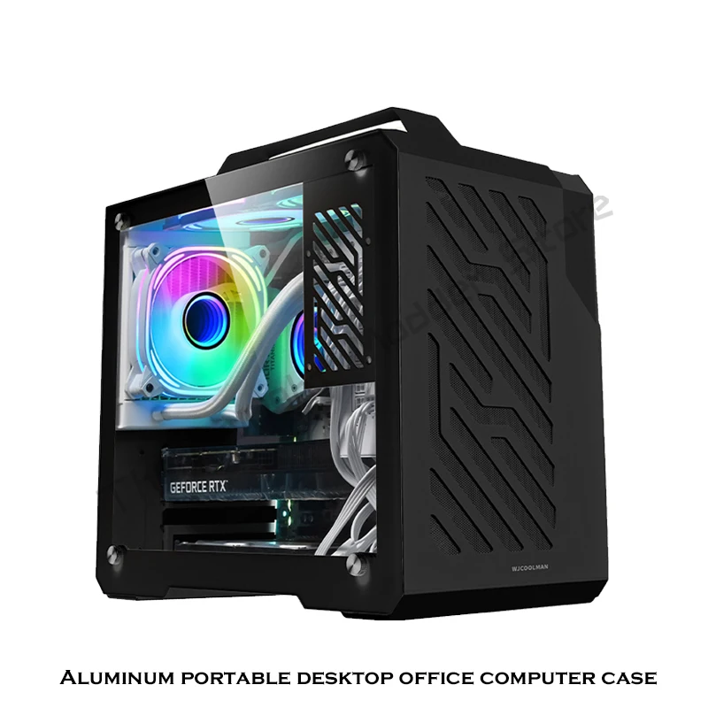 Gamer PC Case MATX Portable Side-Glass Support M-ATX/ ITX Mobo/ 30S Cards /240 AIO Water Cooling / SFX PSU