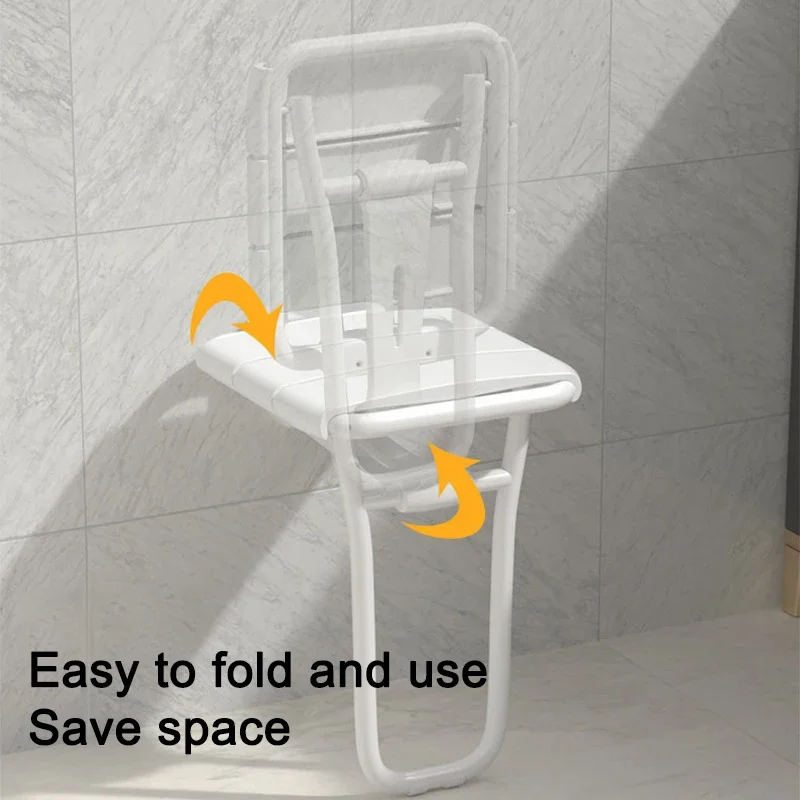 Bathroom Folding Stool Bathroom Elderly Shower Accessible Safety Chair Toilet Shower Hanging Upholstered Non-Slip Chair 4