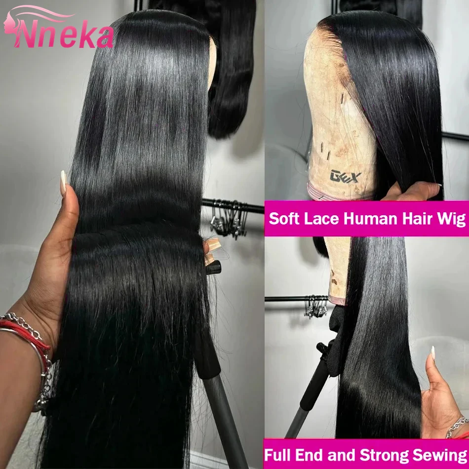 Bone Straight Glueless Wigs Human Hair 200% 4x4 5x5 Closure Ready To Wear 13x4 13x6 HD Lace Frontal Black Wig 40 Inch Brazilian 2