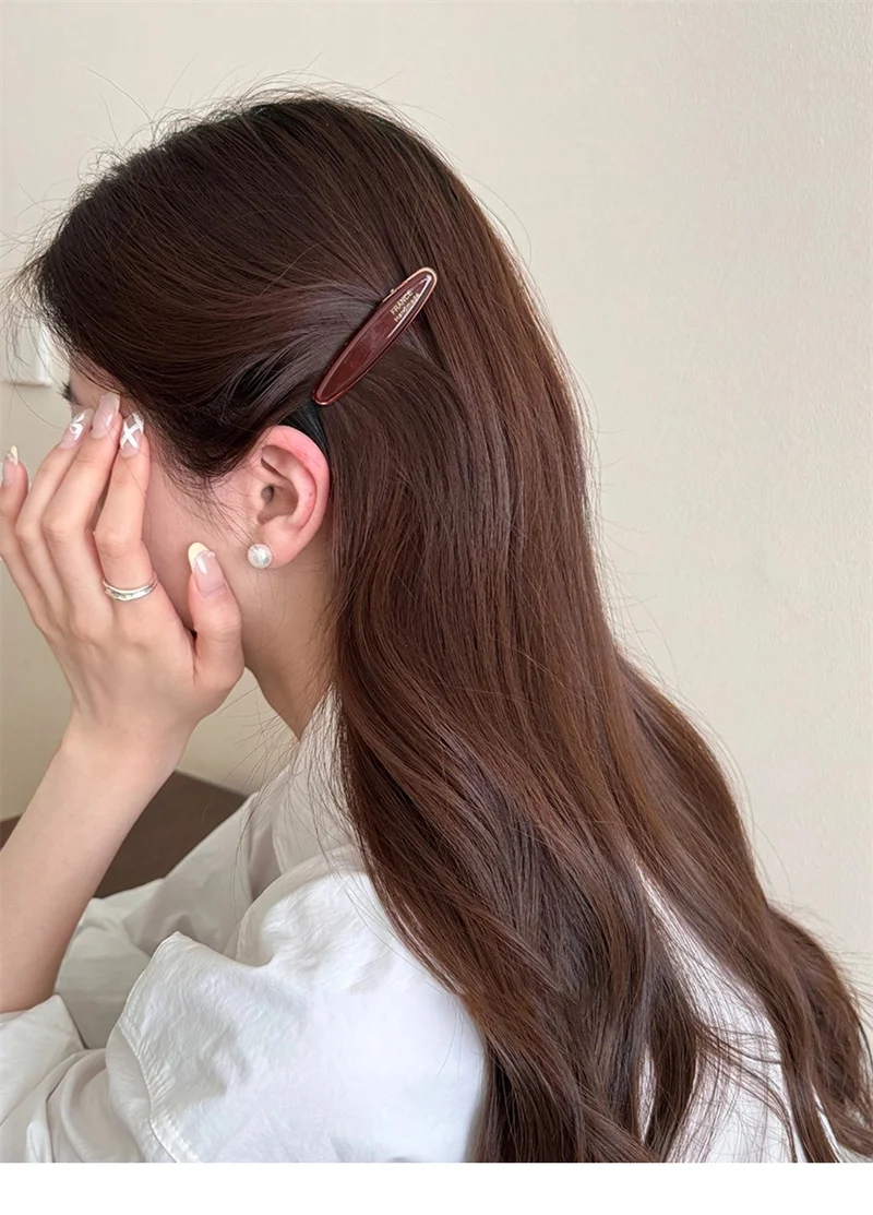 2 teile/satz Acetat Haar Clip Oval Geometrische Seite Pins Bunte Haarnadel Elegante Süße Frauen Haar Zubehör – Detail 7