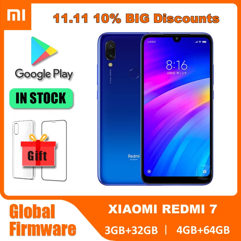 Original Xiaomi Redmi 7 Mobile Phones 4GB 64GB Global Version Google Play Android
