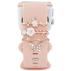 Chic Silicone Strap with Metal Charm Accents - Fashionable Watch Band Accessories (Rose gold)