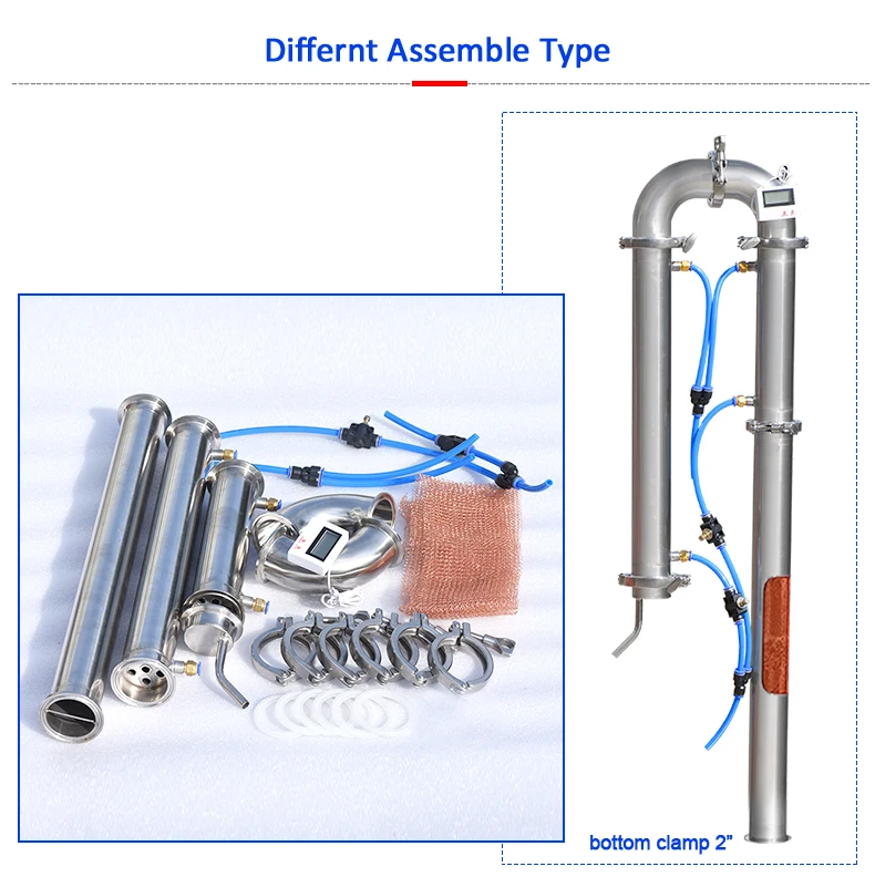2" Distilling Chiller for Home Brew Use, Distiller Column with Sight Glass for Alcohol Extraction