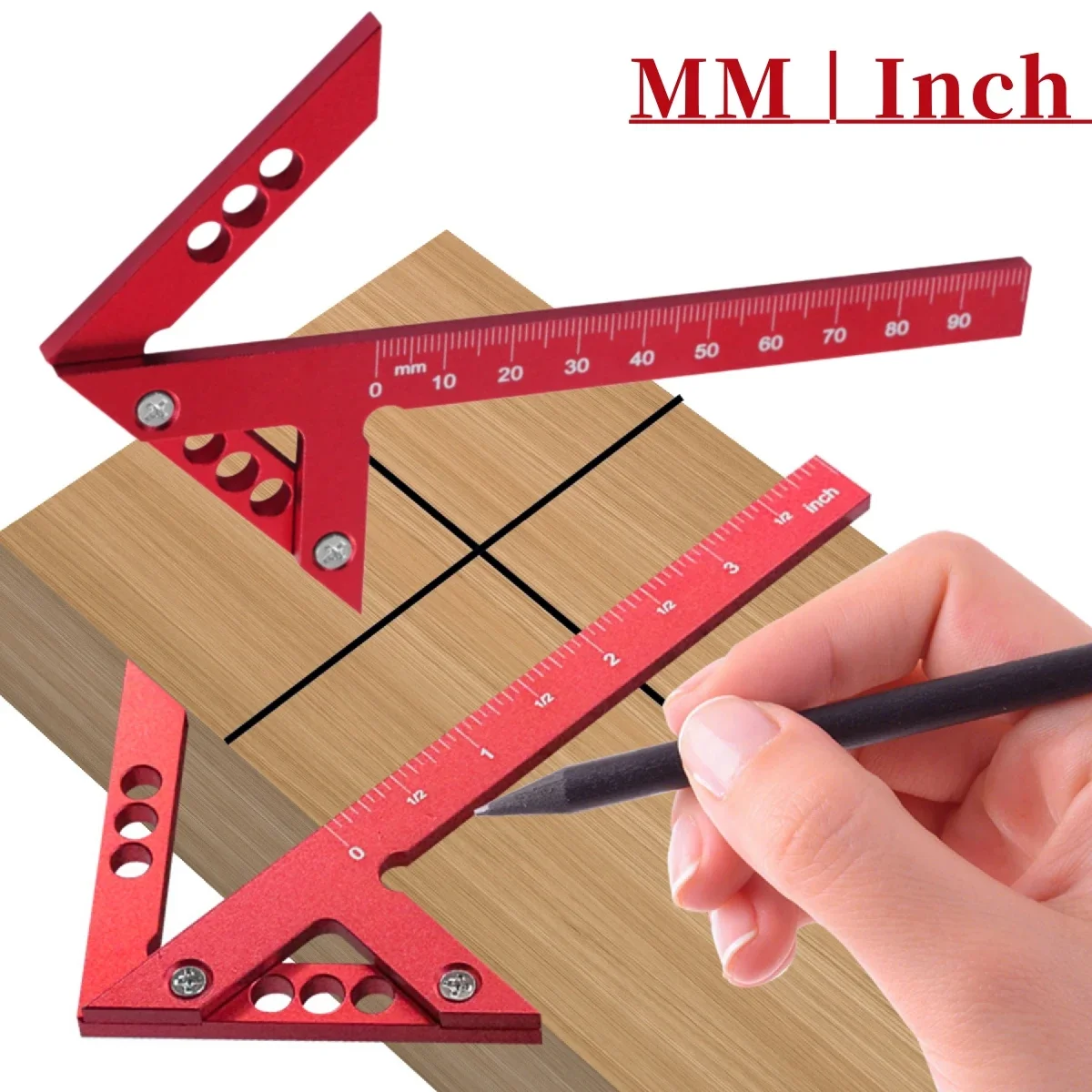 Woodworking Measuring Tool Aluminum Alloy Line Gauge Center Finder 45/90  Degree Right Angle Line Gauge Carpenter Ruler