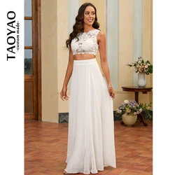 Princess A-line Wedding Dress Boat Neck Bride Dresses Chiffon Lace Elegant And Pretty Women's Dresses Vestidos Para Mujer