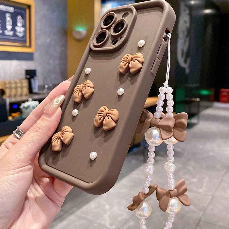 Elegant 3D Pearl Bow Phone Case - Global Edition