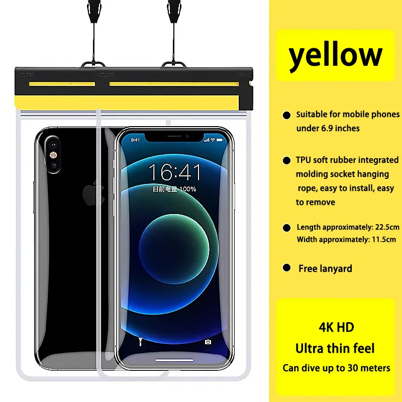 Universal IPX8 Waterproof Phone Pouch - TPU Touch Screen Case for Diving, Swimming, and Beach Use