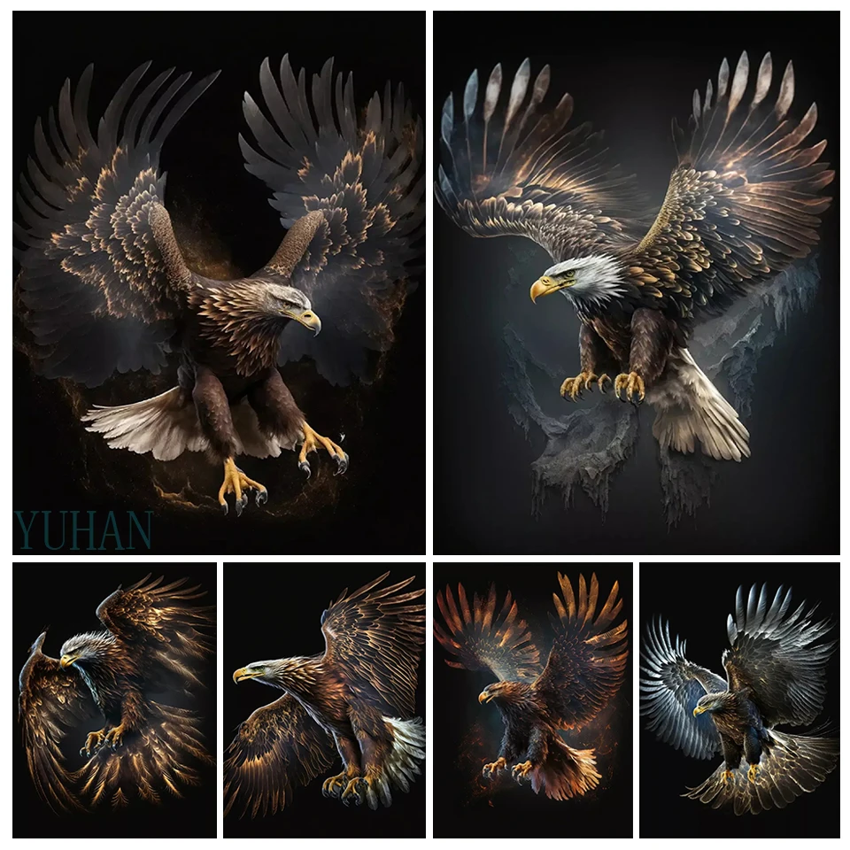 New 5D Eagle Diamond Painting Animal Pictures Diy Full Rhinestone Mosaic Diamond Ricamo Cross Stitch Painting Kit Home Decor