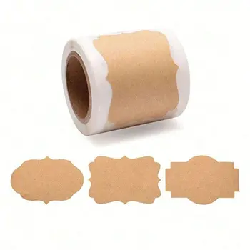 Adesivo per etichette in carta Kraft tinta unita da 300 pezzi/rotolo, etichetta adesiva scrivibile multiuso semplice per studenti, scuola, artigianato fai-da-te