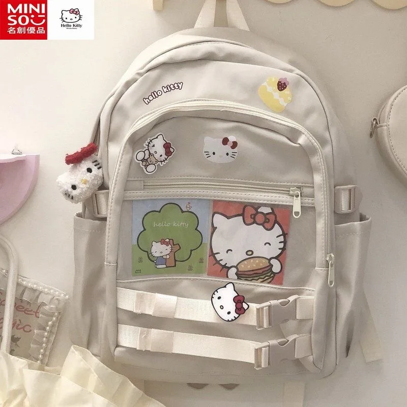 

MINISO Hello Kitty School Bag Junior High School Student Zipper Student Large Capacity Backpack School Bag