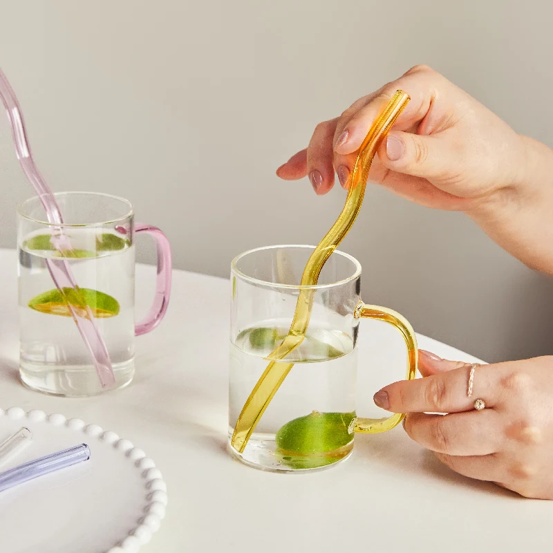 Floriddle artistry sklo brčka kroutit znovu použitelný brčka topení odolné sklo sláma pití dojit čaj dlouhé dřík sklo staw