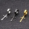 Fashion Titanium Steel Cross Ear Clip Earrings For Men Women Stainless Steel Punk Black Single Earring Fake Earrings Jewelry 5