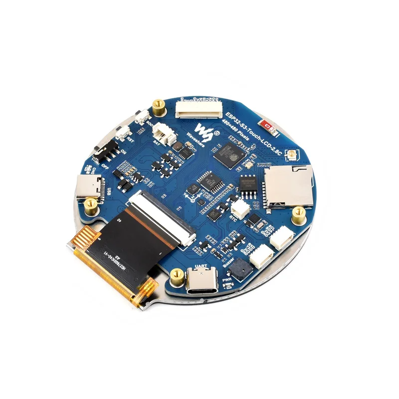 Waveshare ESP32-S3 2.8inch Round IPS LCD Display 480x480 Touch Option QMI8658 Sensor / MIC / SD MP3 Audio /HMI development board raspberry pi touch screen display For Arduino