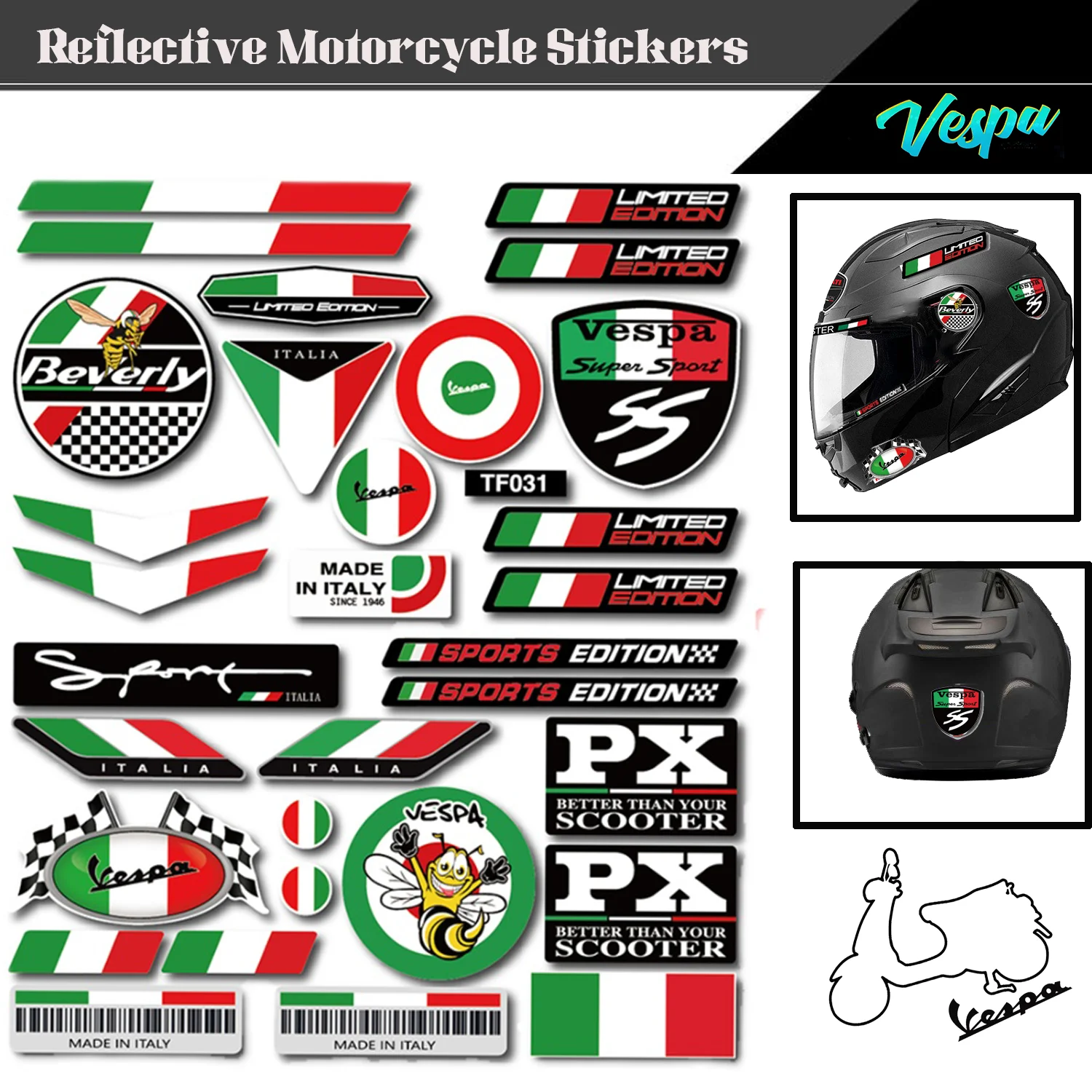 

Motorcycle Accessories Helmets Stickers For Vespa Sprint Spring Super Primavera PX LX LXV IE S GTS GTV GTS300 300 250 150 125 50