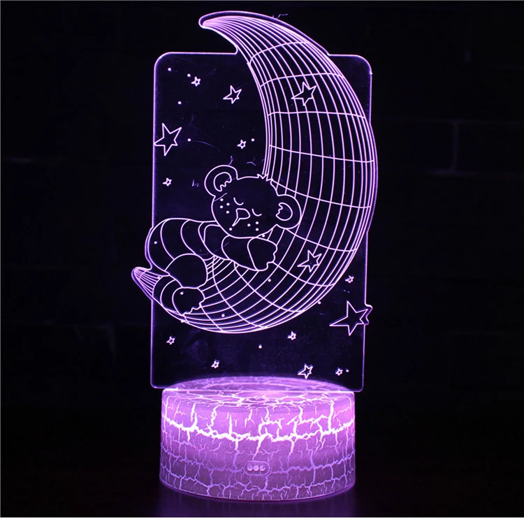 3D Love Bear Colorido LED Night Lights,