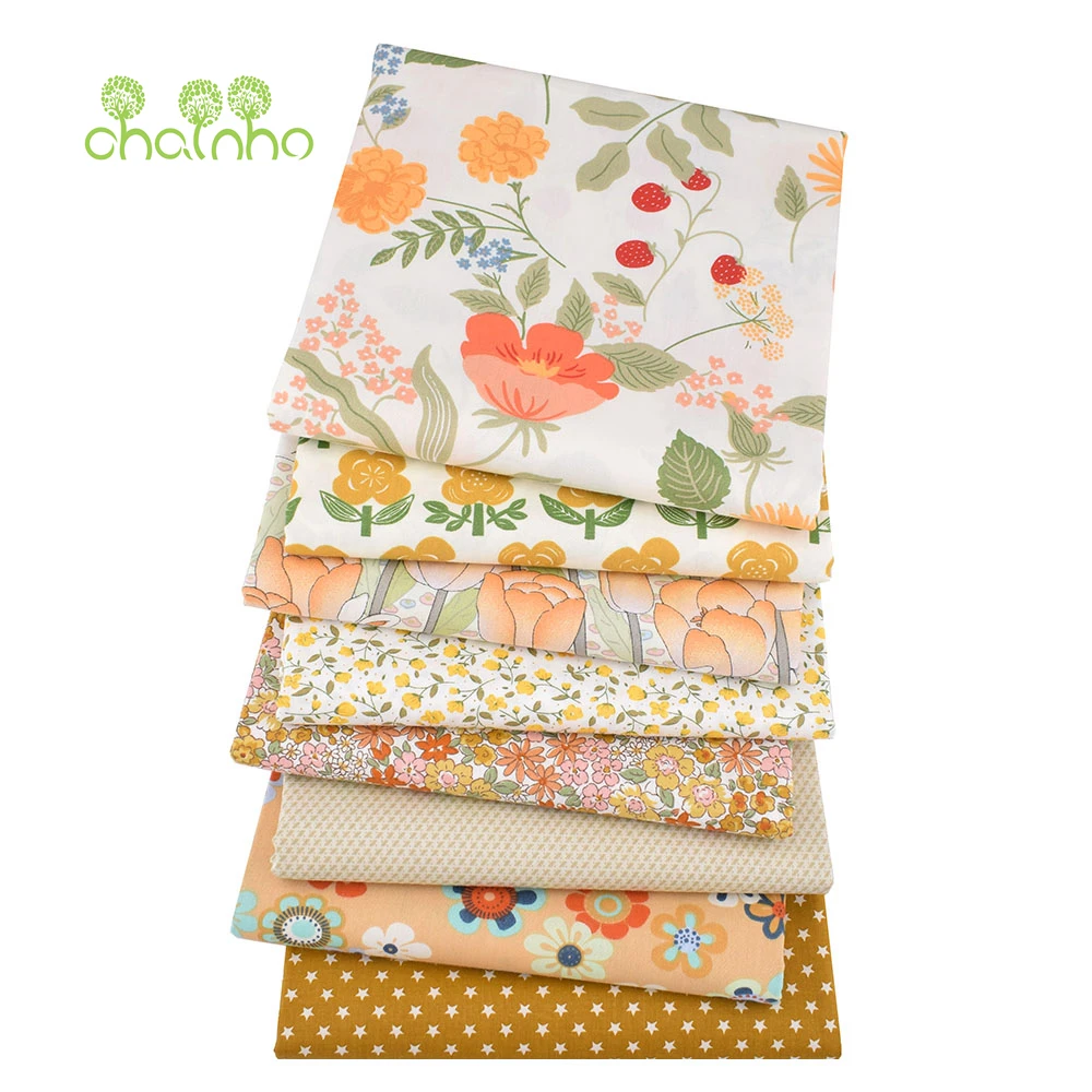 Chainho,Ginger Floral Printed Twill Cotton Fabric,Patchwork Clothes,DIY Sewing Quilting Baby & Children's Home Textiles Material
