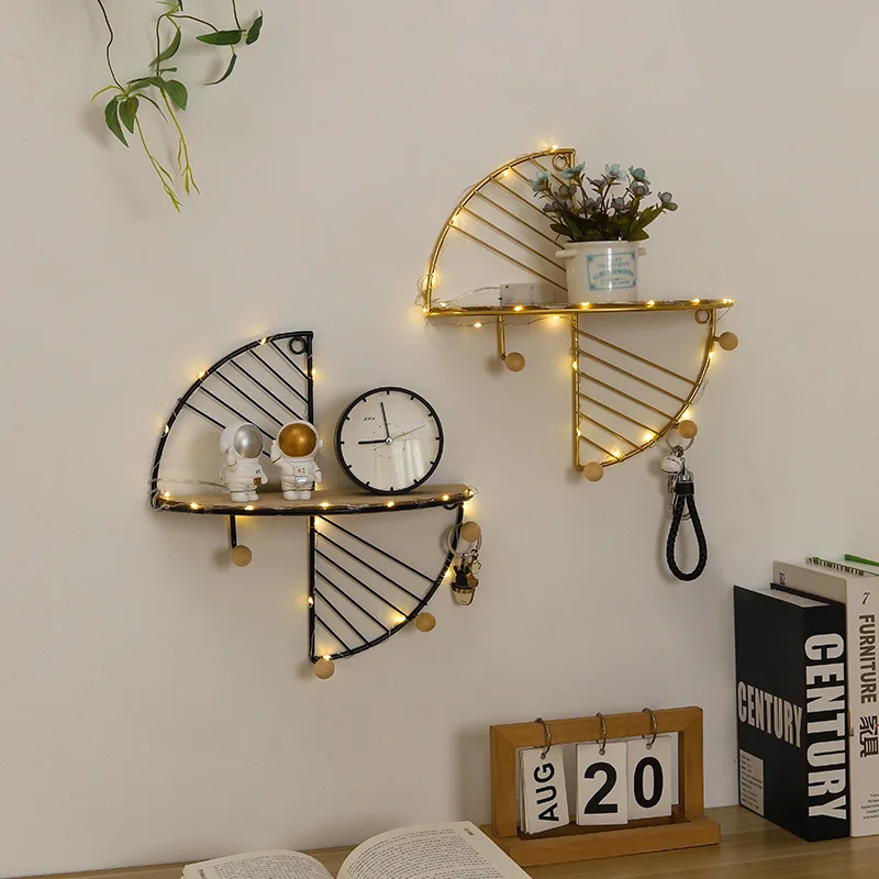 

Creative Metal Storage Shelf Wrought Iron Wall Rack Multifunctional Simple Bedroom Wall Storage Rack Home Storage Organization