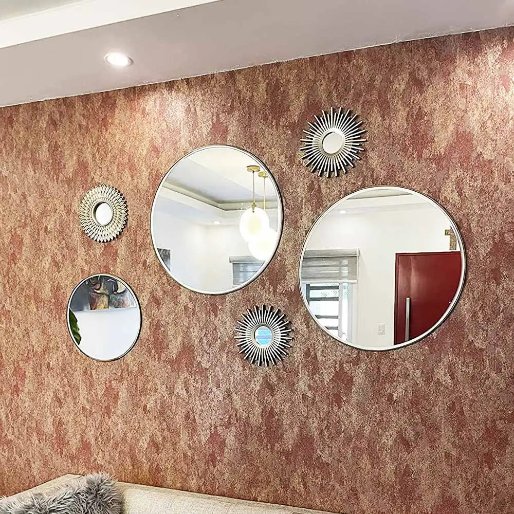 MCDFL Sun Mirror Gold Round Decorative Wall Sunburst Mirrors Home