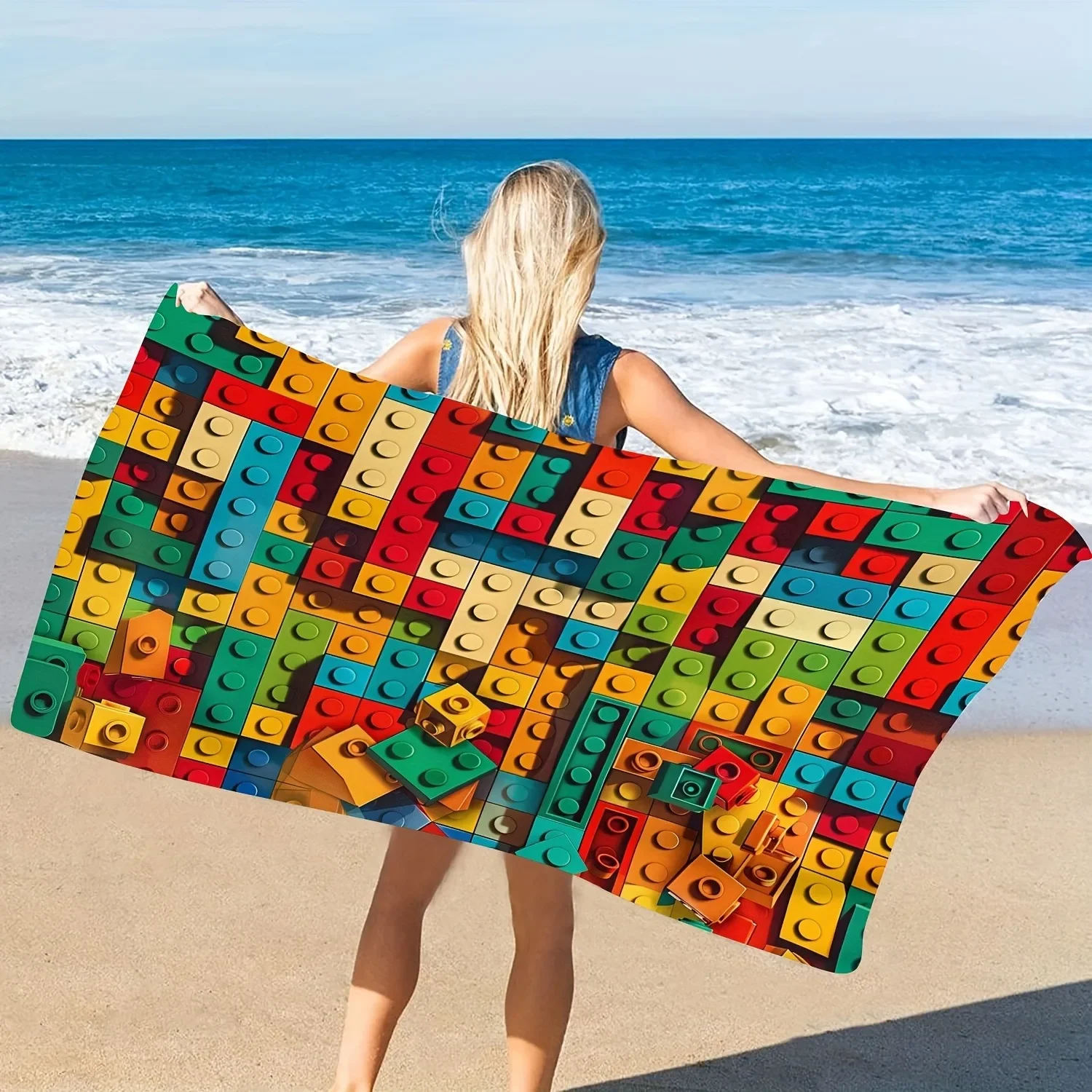 Colorful Lego-patterned Beach Towel For Summer Beach Days_voghion.com