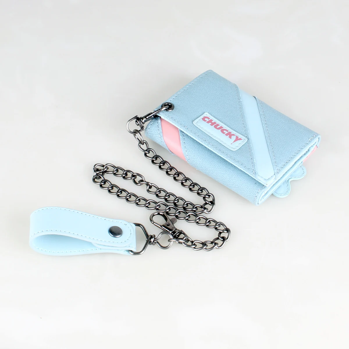 Triple fold chain men's wallet, stylish three-dimensional design women's card holder