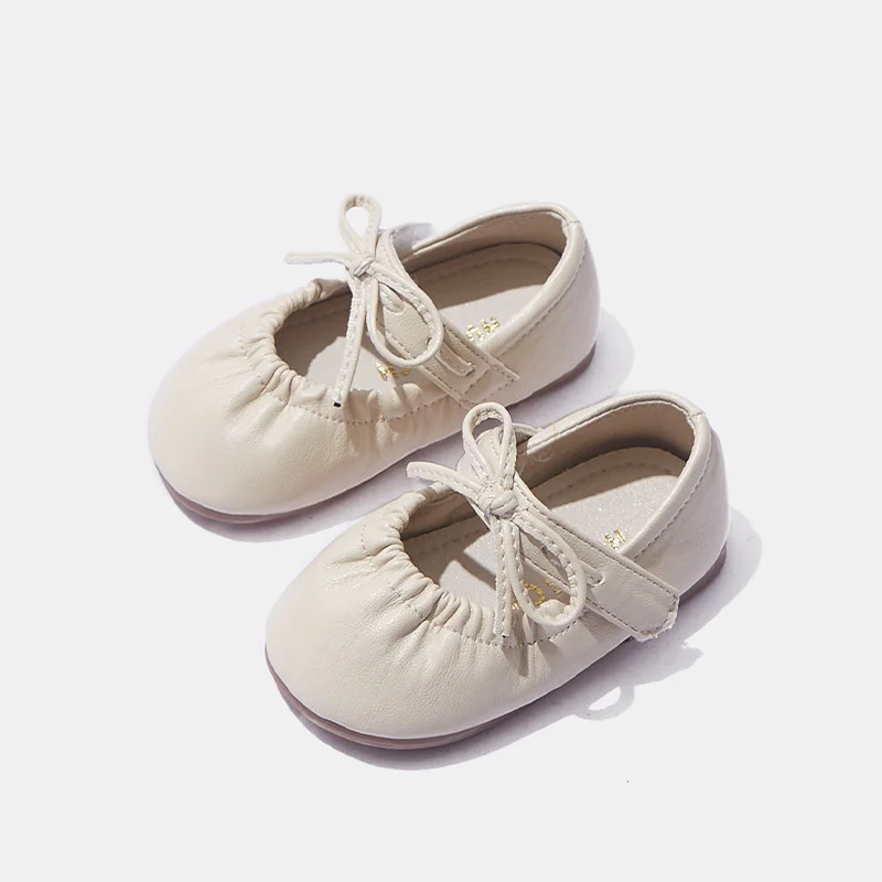 

2022 Walking Spring And Autumn Children's Soft Bottom Girl's Bow Baby Flat With Doudou Shoes Kids Loafers Children