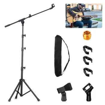 Microphone Stand Tripod with Carrying Bag and 2 Mic Clips Microphone Holder Suitable for Any Microphone Performance Singing 1