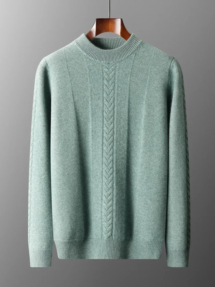ADDONEE Men's 100% Cashmere Sweater O-neck Pullover Autumn Winter Soft Warm Long Sleeve Jumper Cashmere Knitwear 3