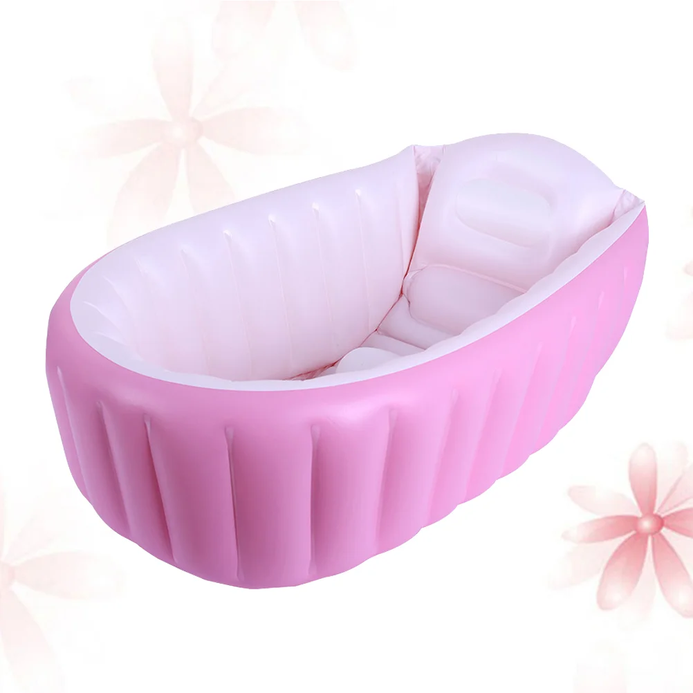 

Thicken Inflatable Baby Bathtub Portable Swimming Pool Kid Infant Toddler Foldable Shower Basin Shower Pool (Pink)